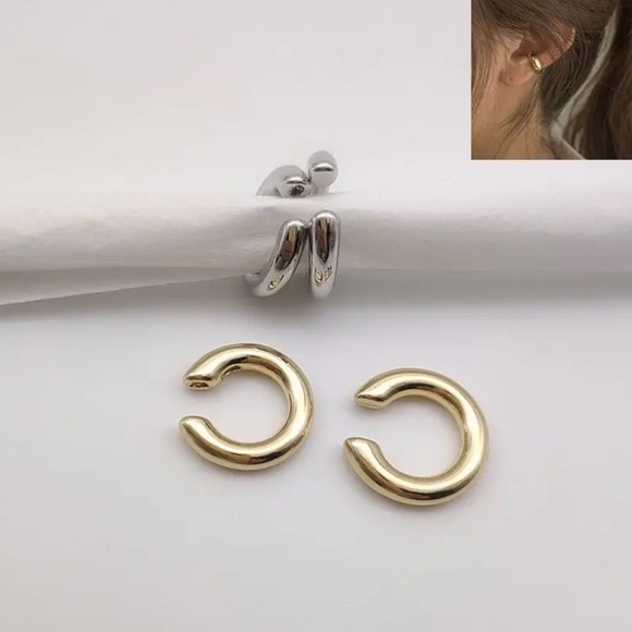 Double Piercing Metal Ear Clips Round Cartilage Ear Clip - Picture 2 of 3